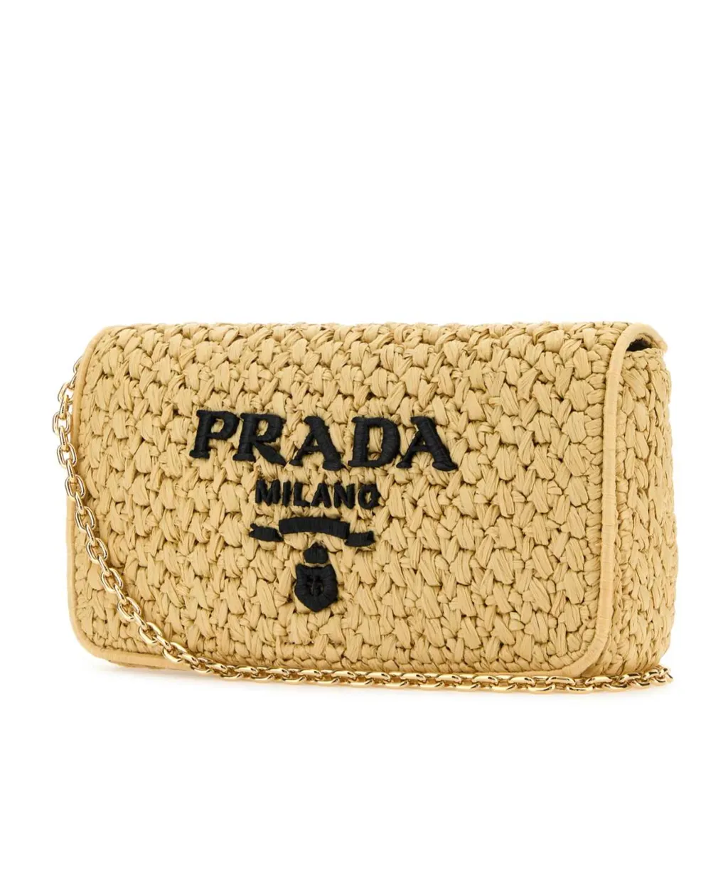 Logo-Embroidered Chain-Linked Crochet Shoulder Bag