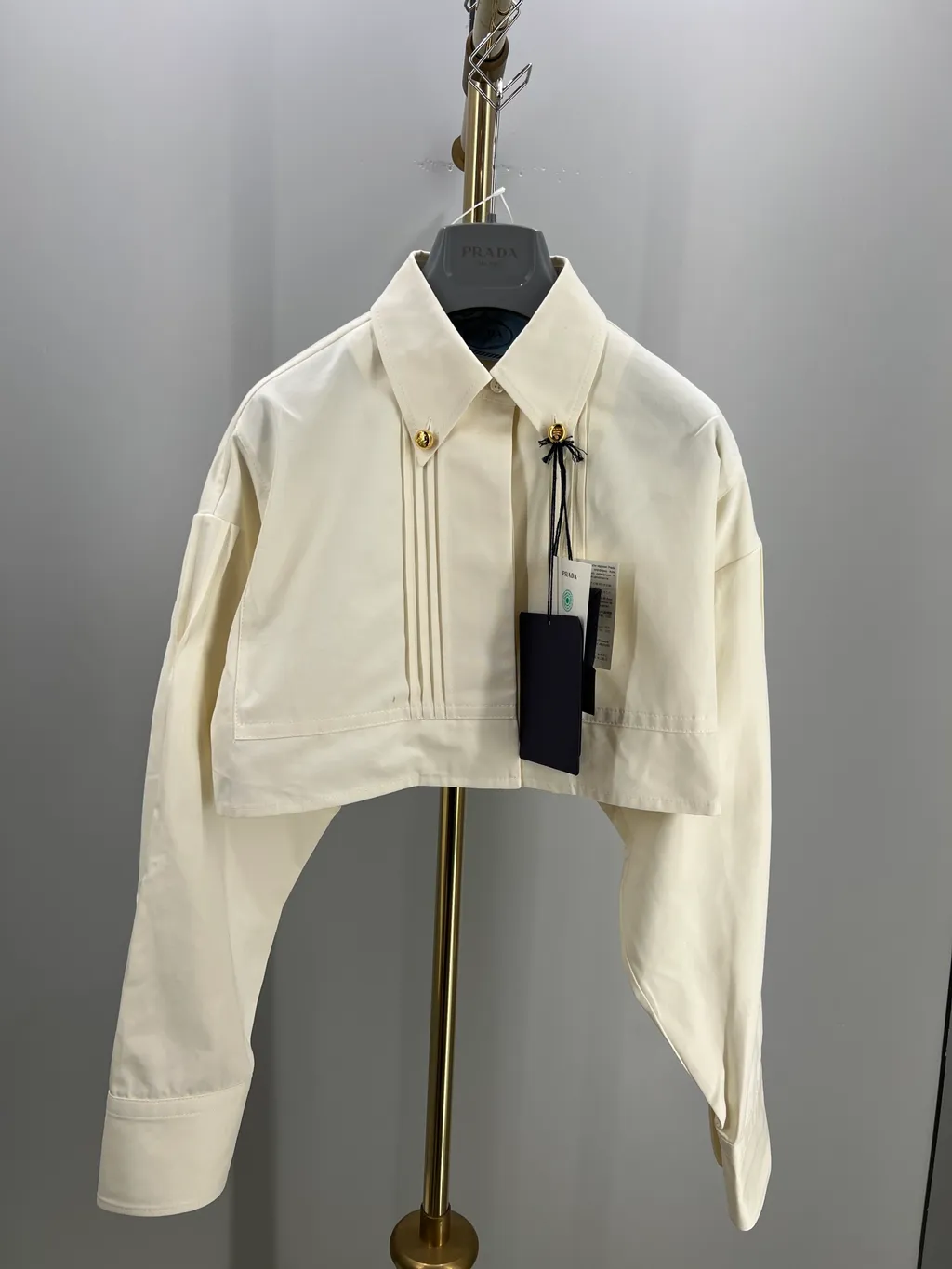 Pintuck-Detail Cropped Jacket