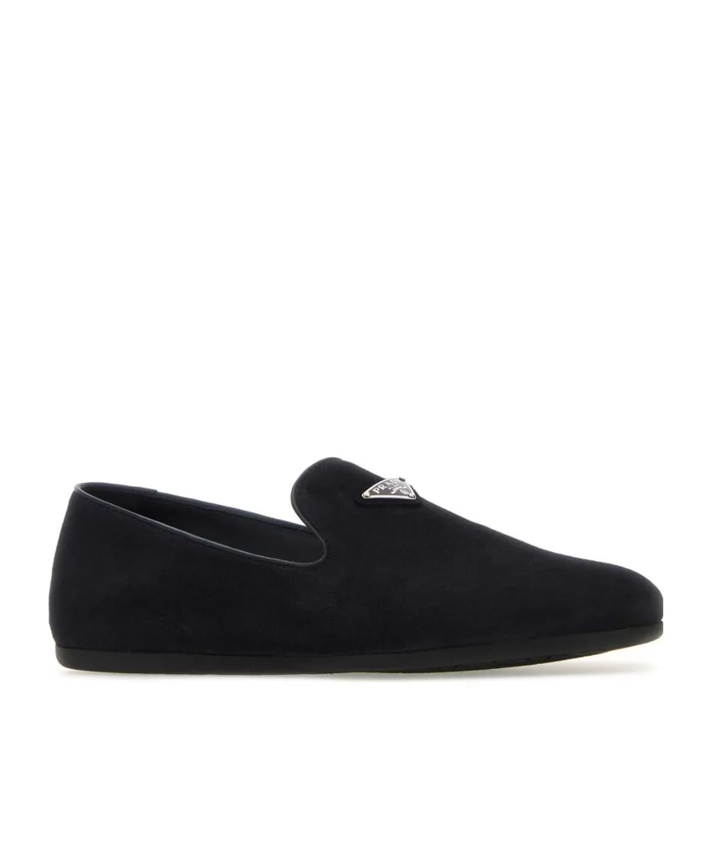 Triangle-Logo Suede Slippers