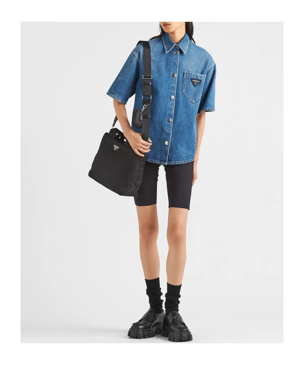Triangle-Logo Denim Shirt