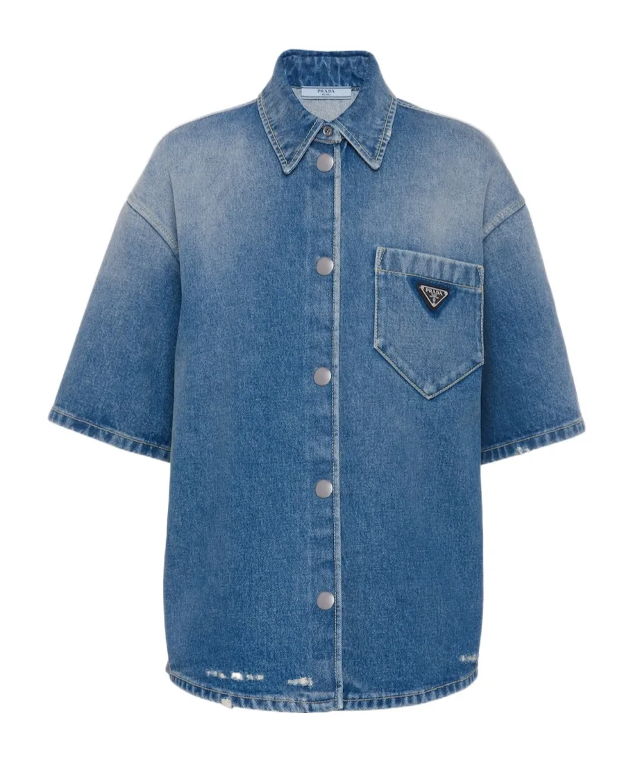 Triangle-Logo Denim Shirt