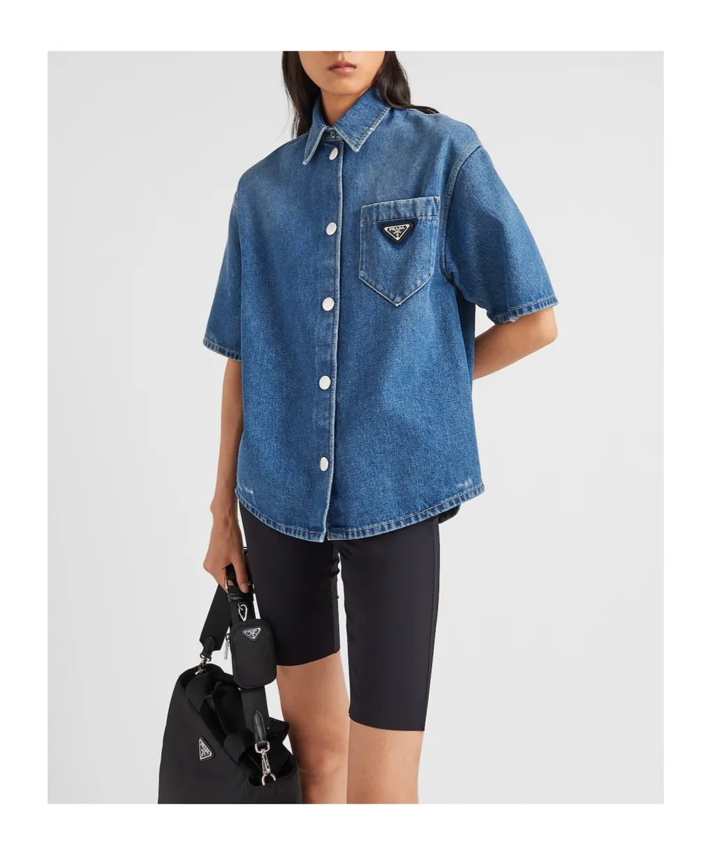Triangle-Logo Denim Shirt