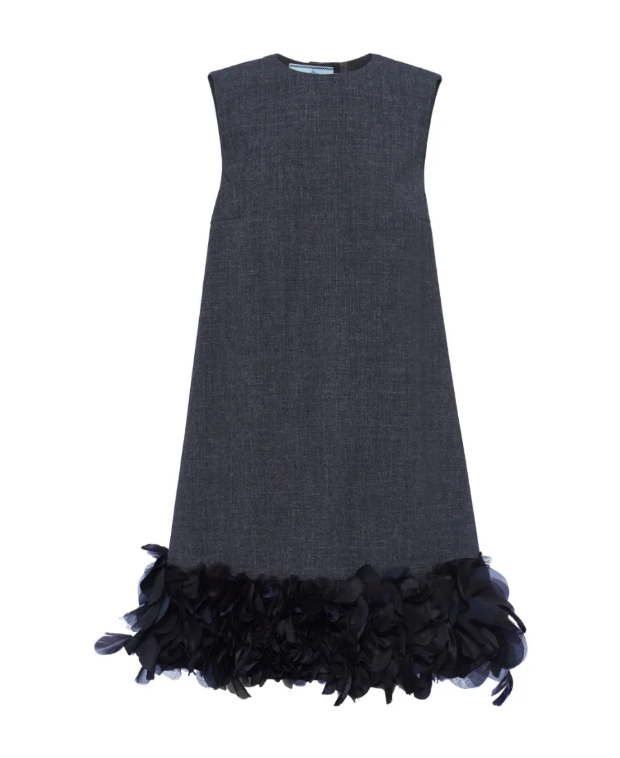 Embroidered Wool Mini-Dress