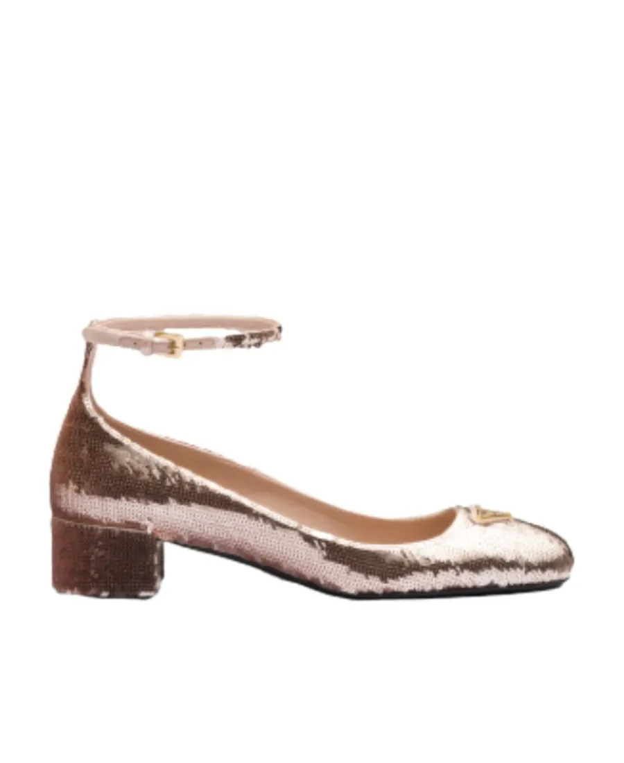 Sequined Satin Pumps