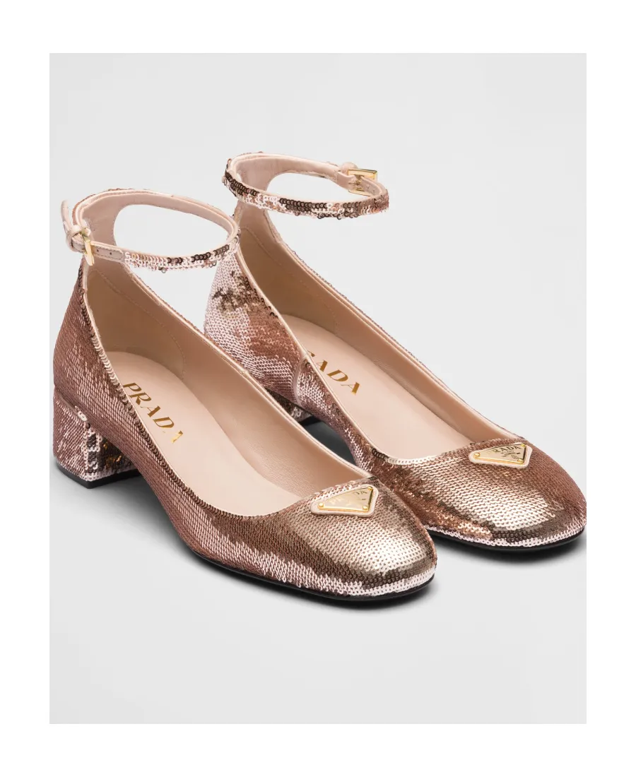Sequined Satin Pumps