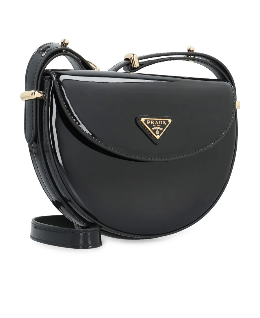 Logo-Plaque Patent Leather Bag