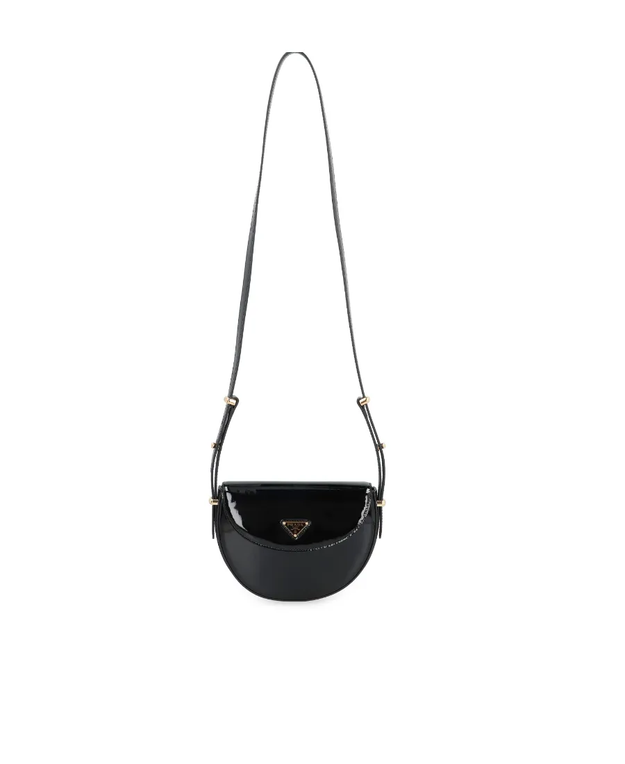 Logo-Plaque Patent Leather Bag