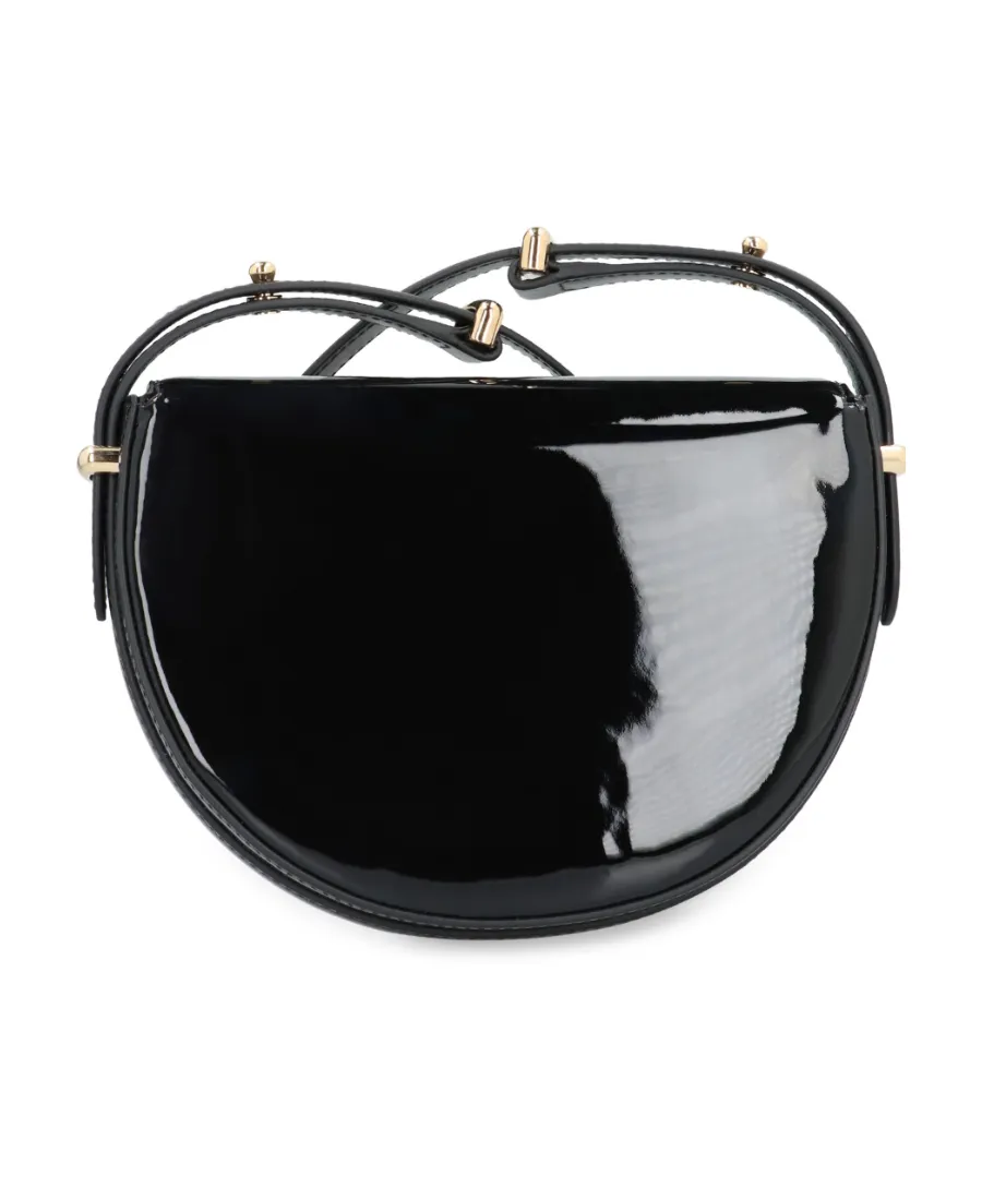 Logo-Plaque Patent Leather Bag