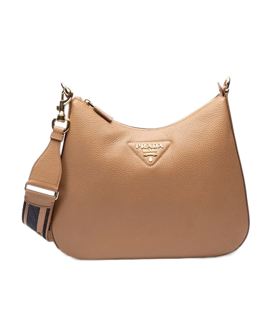 Logo Plaque Zipped Shoulder Bag
