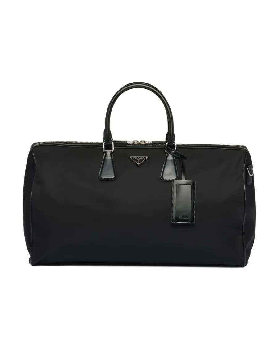 Re-Nylon And Brushed Leather Duffel Bag