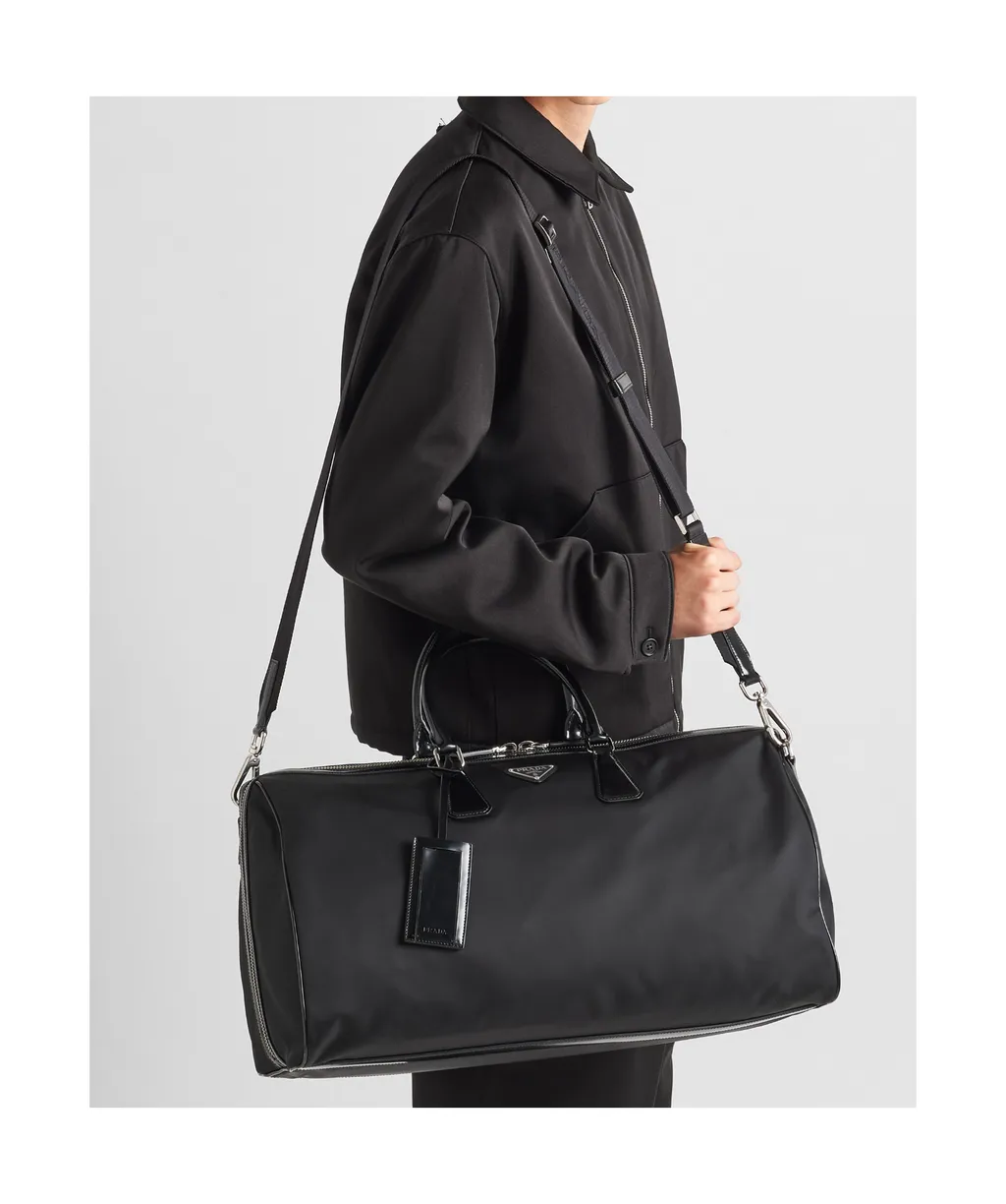 Re-Nylon And Brushed Leather Duffel Bag