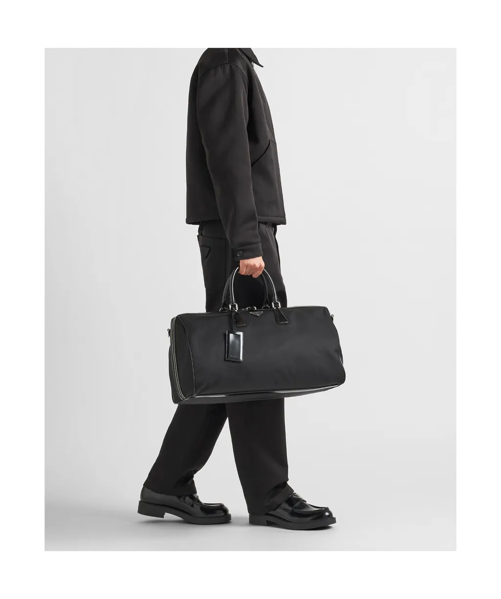 Re-Nylon And Brushed Leather Duffel Bag