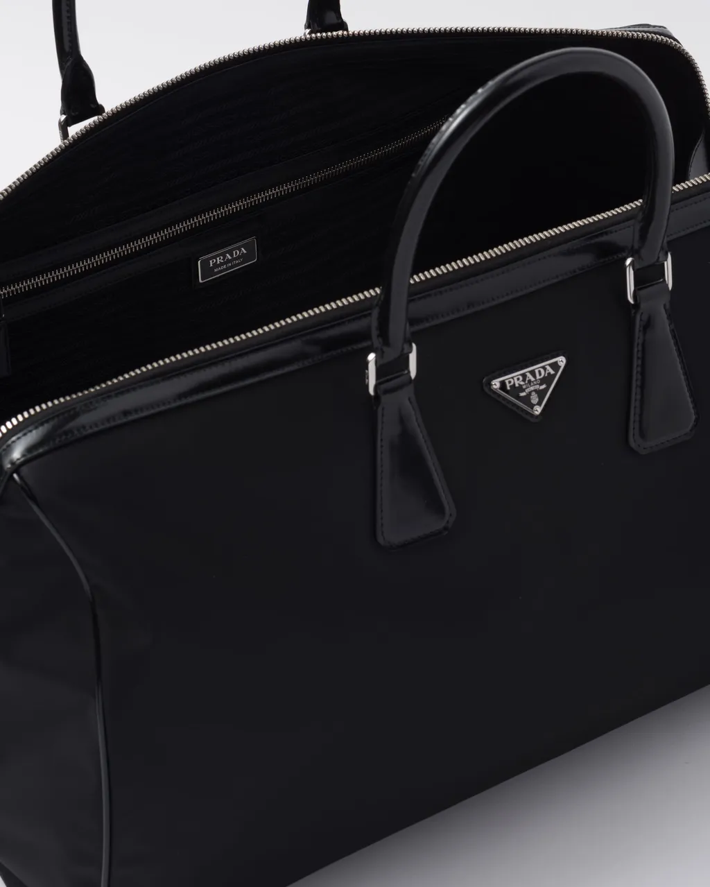Re-Nylon And Brushed Leather Duffel Bag