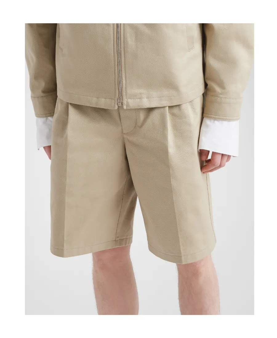 Pleated Knee-Length Shorts