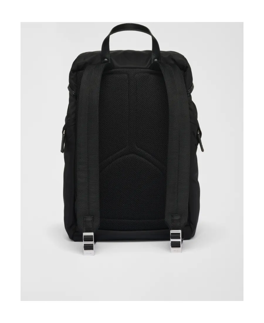 Re-Nylon And Brushed Leather Backpack