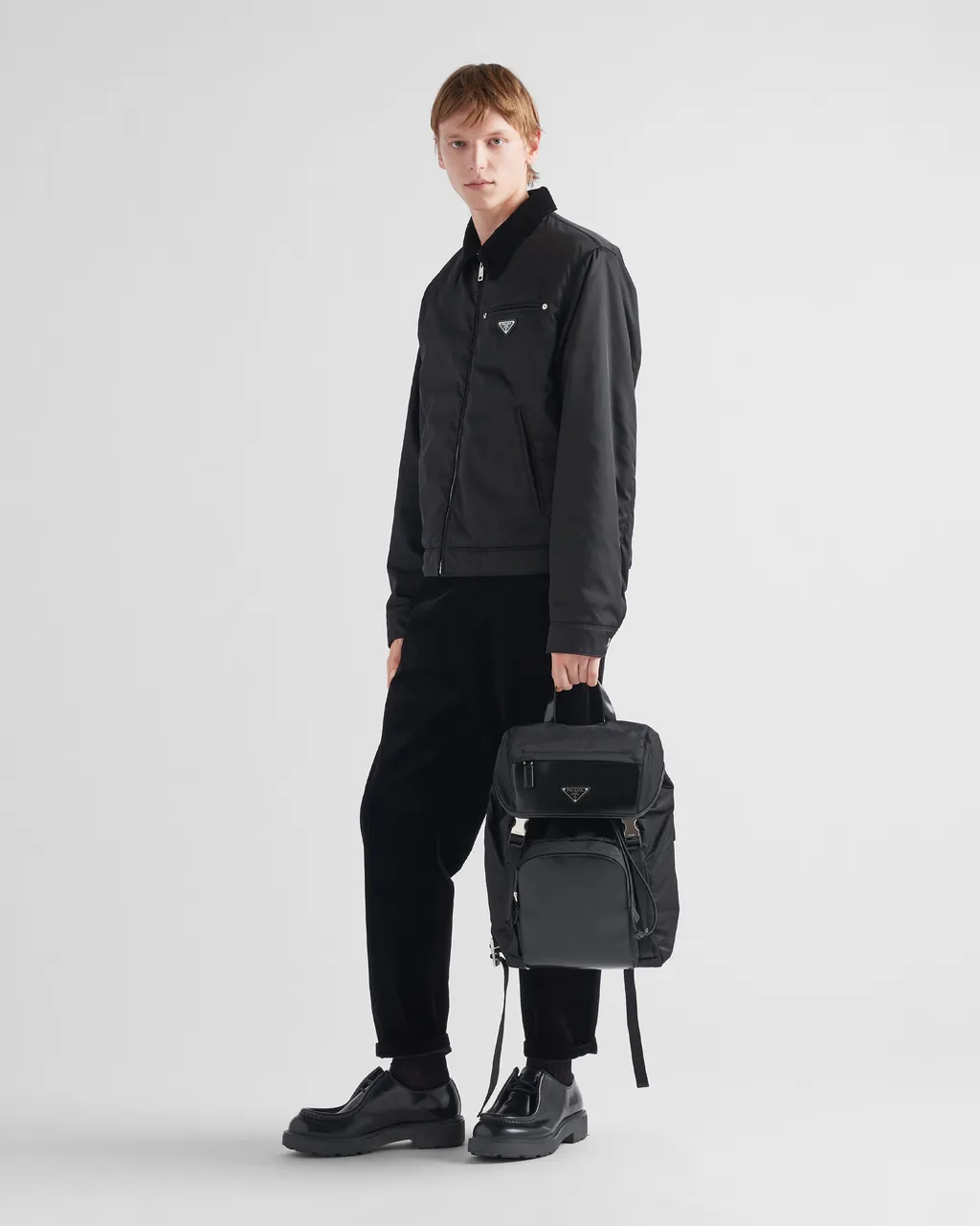 Re-Nylon And Brushed Leather Backpack