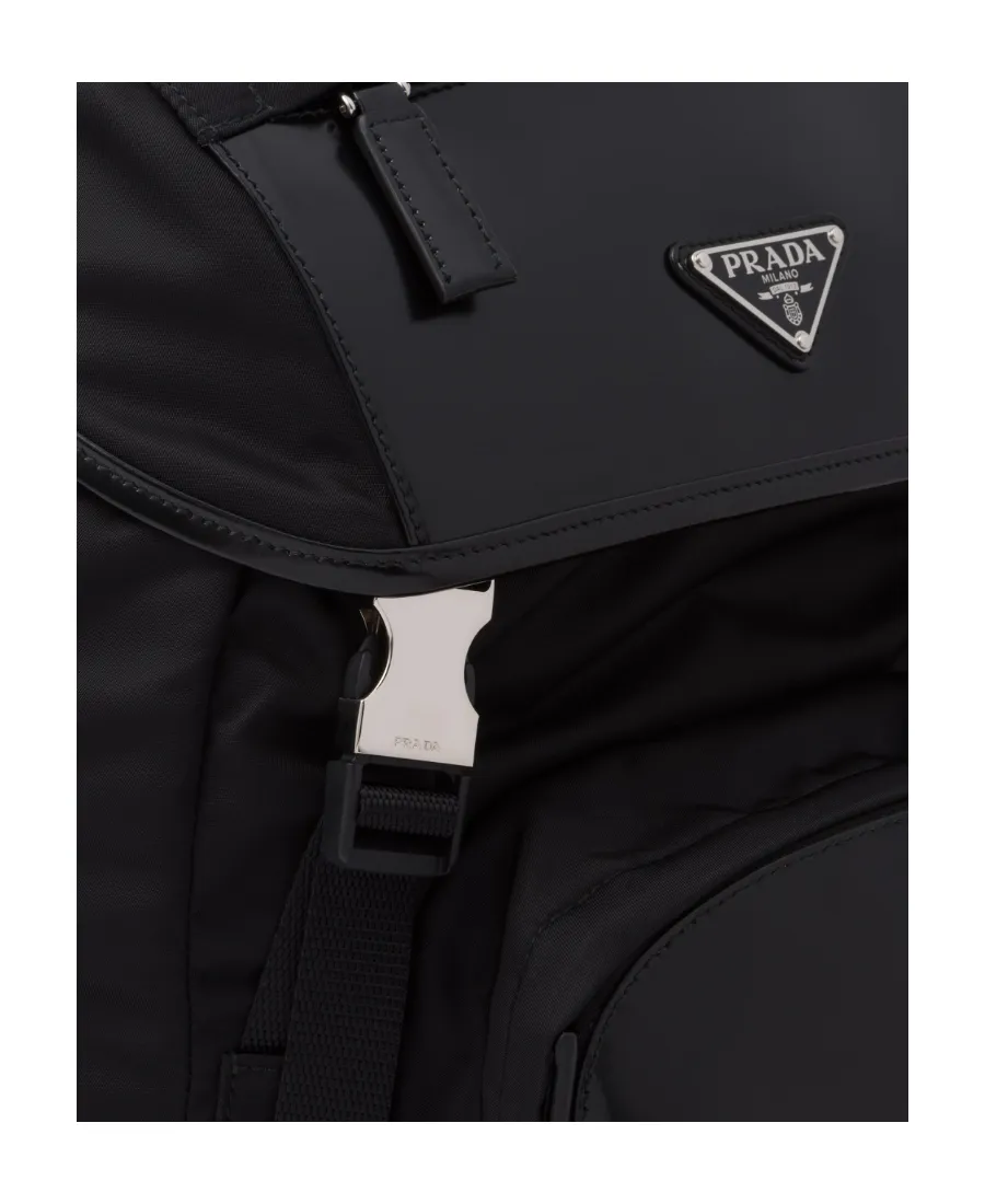 Re-Nylon And Brushed Leather Backpack