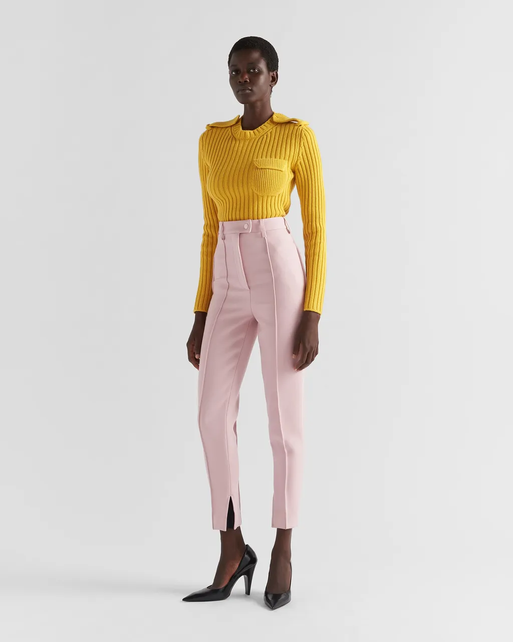 High-Waist Tapered-Leg Trousers