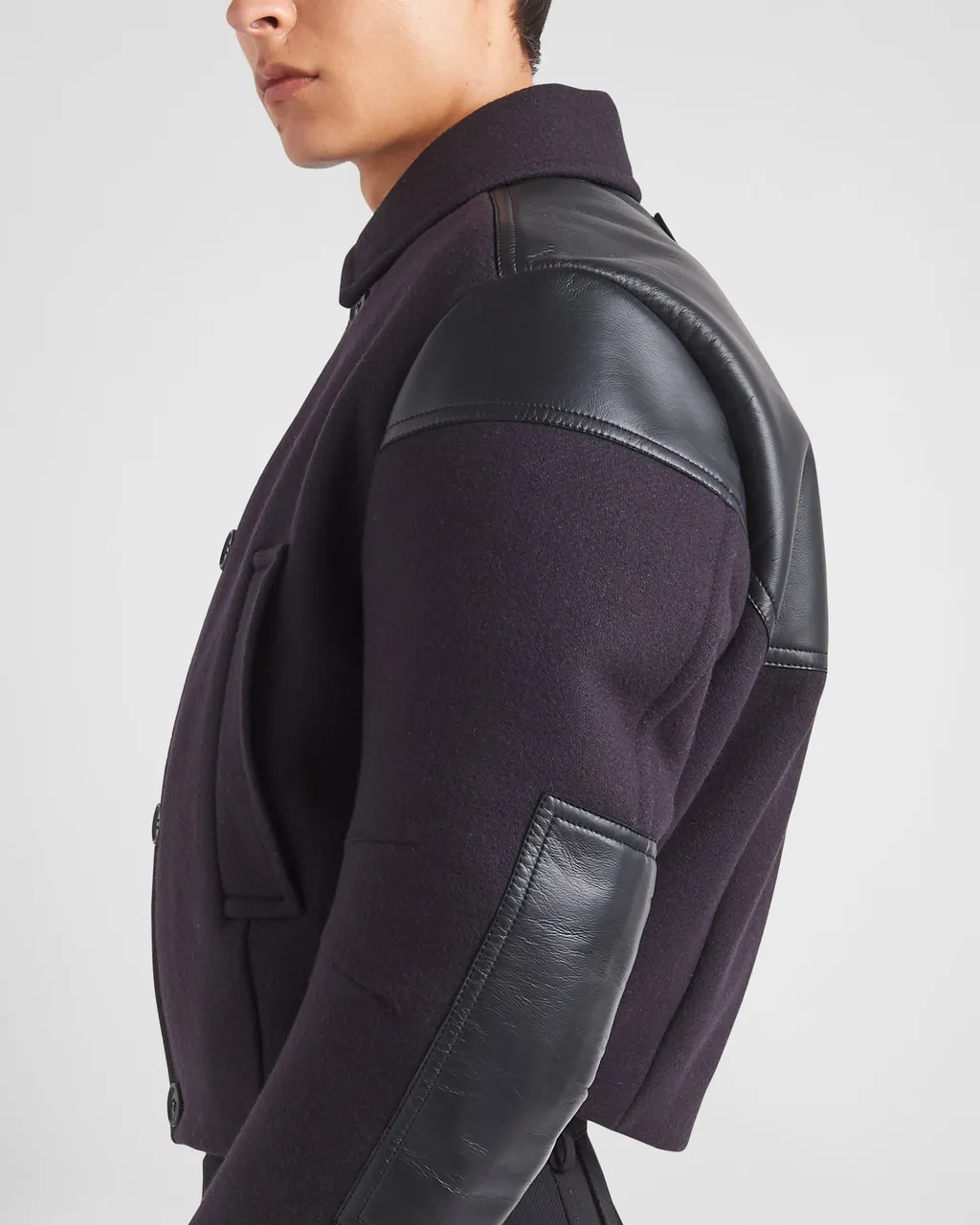 Cropped Wool Blend Down Jacket