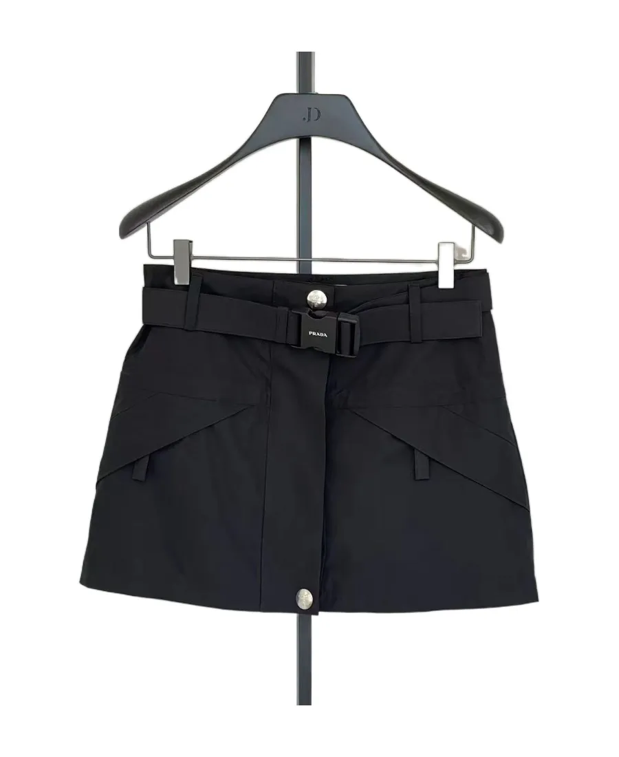 High-Waist Buckled Mini Skirt