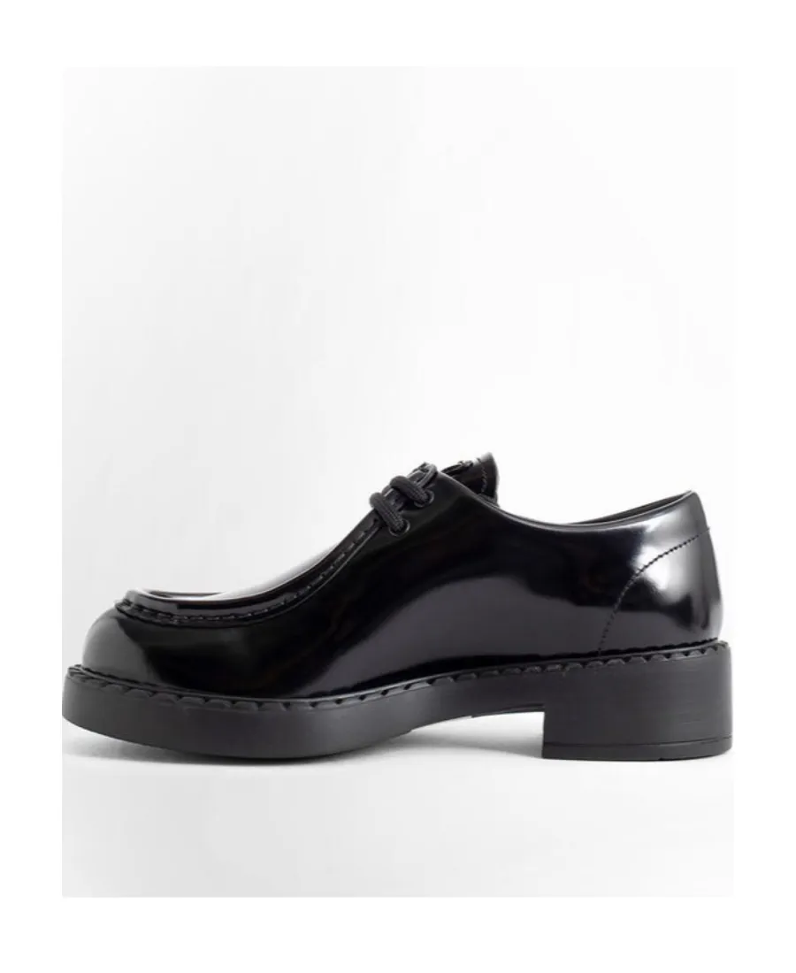 Triangle-Logo Lace-Up Leather Shoes