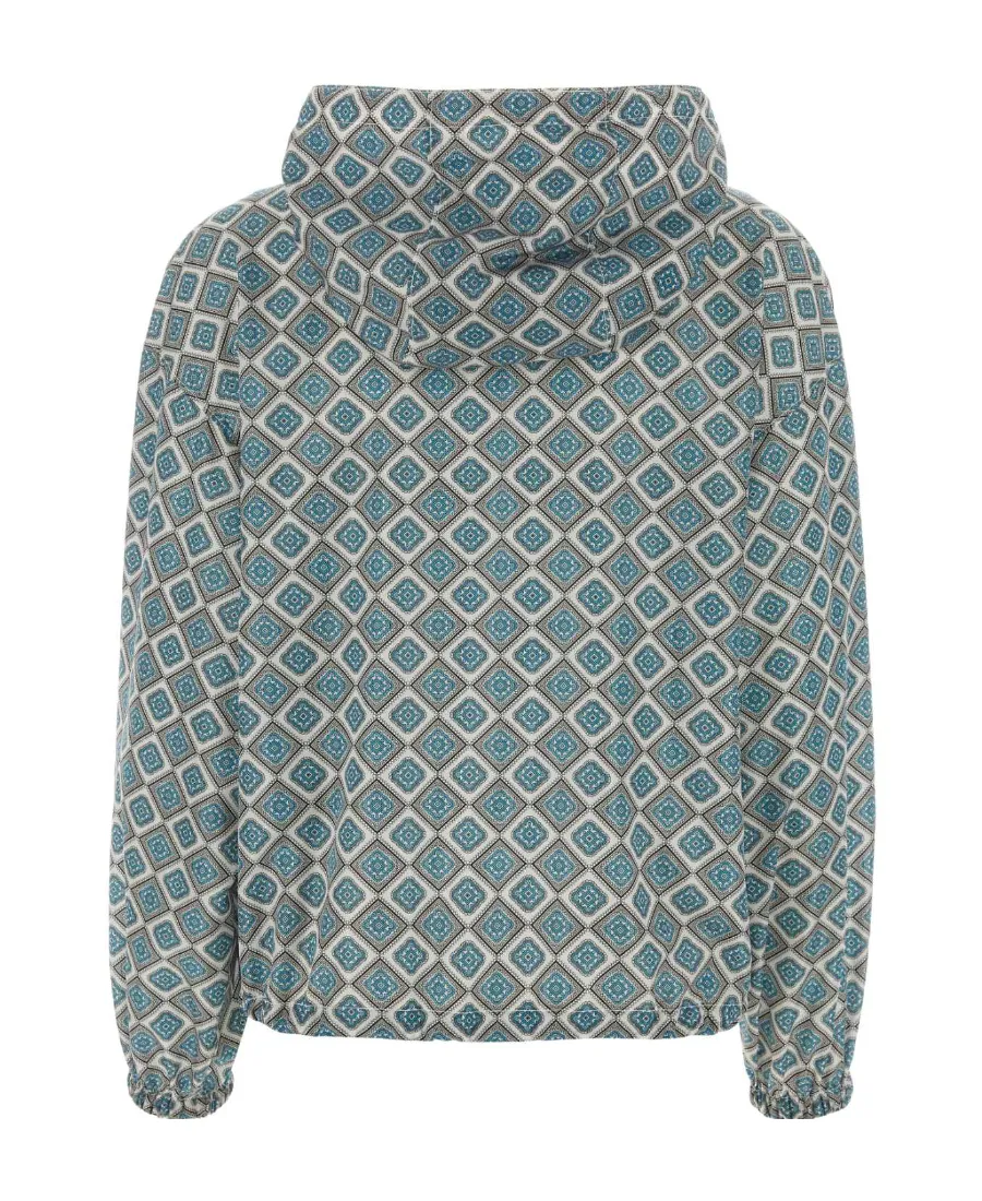 Geometric-Print Hooded Jacket