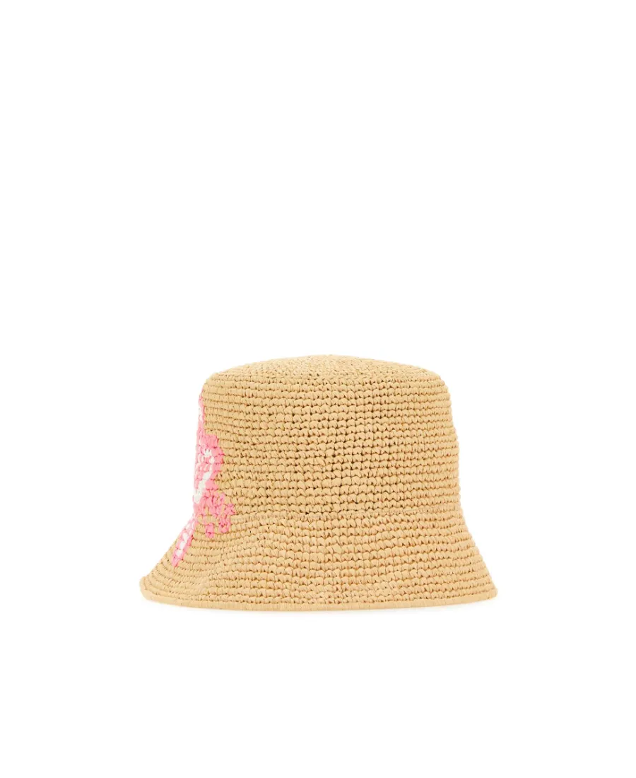 Crochet Floral-Embroidery Bucket Hat