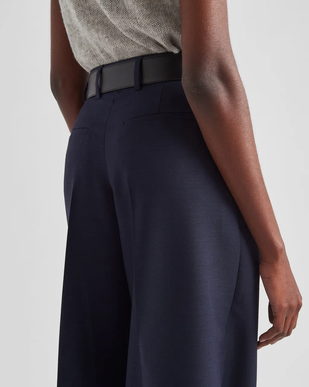 High-Waist Belted Pleated Trousers