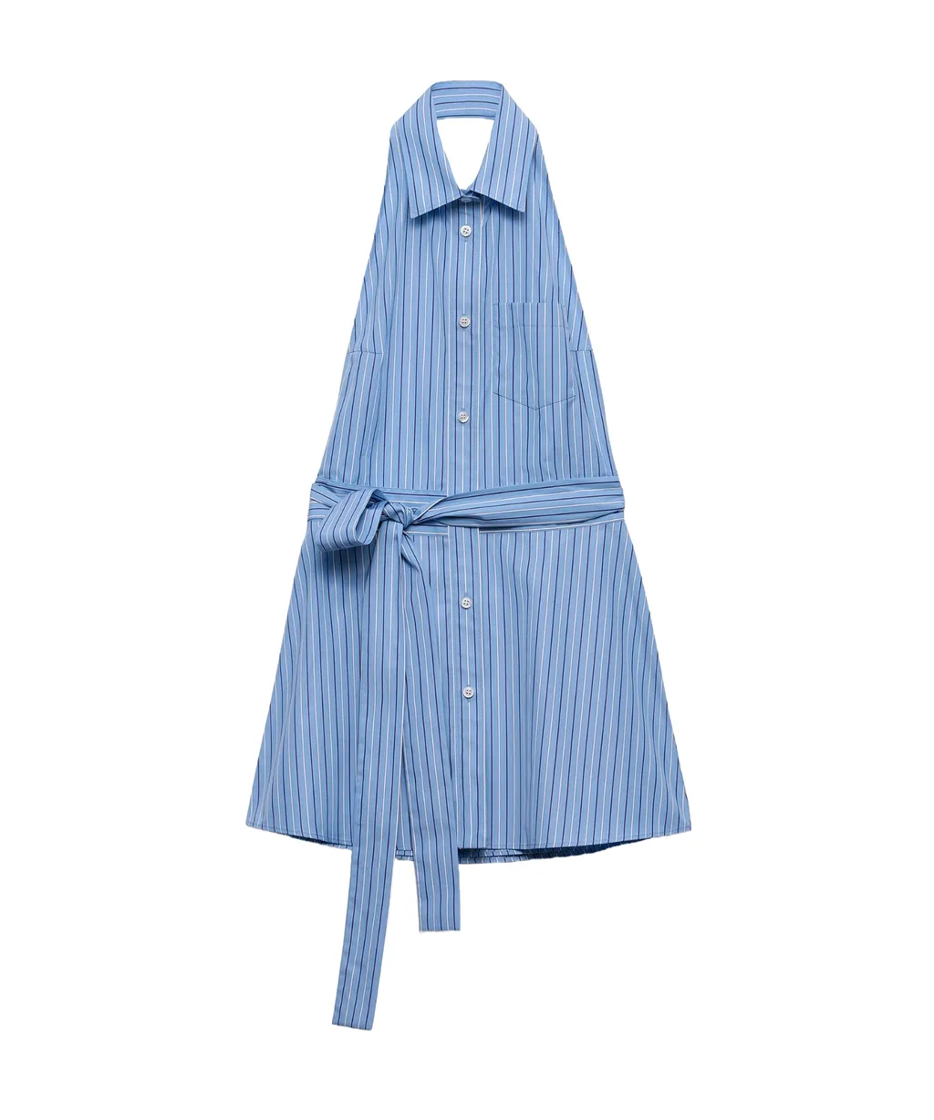 Sleeveless Striped Halterneck Shirt