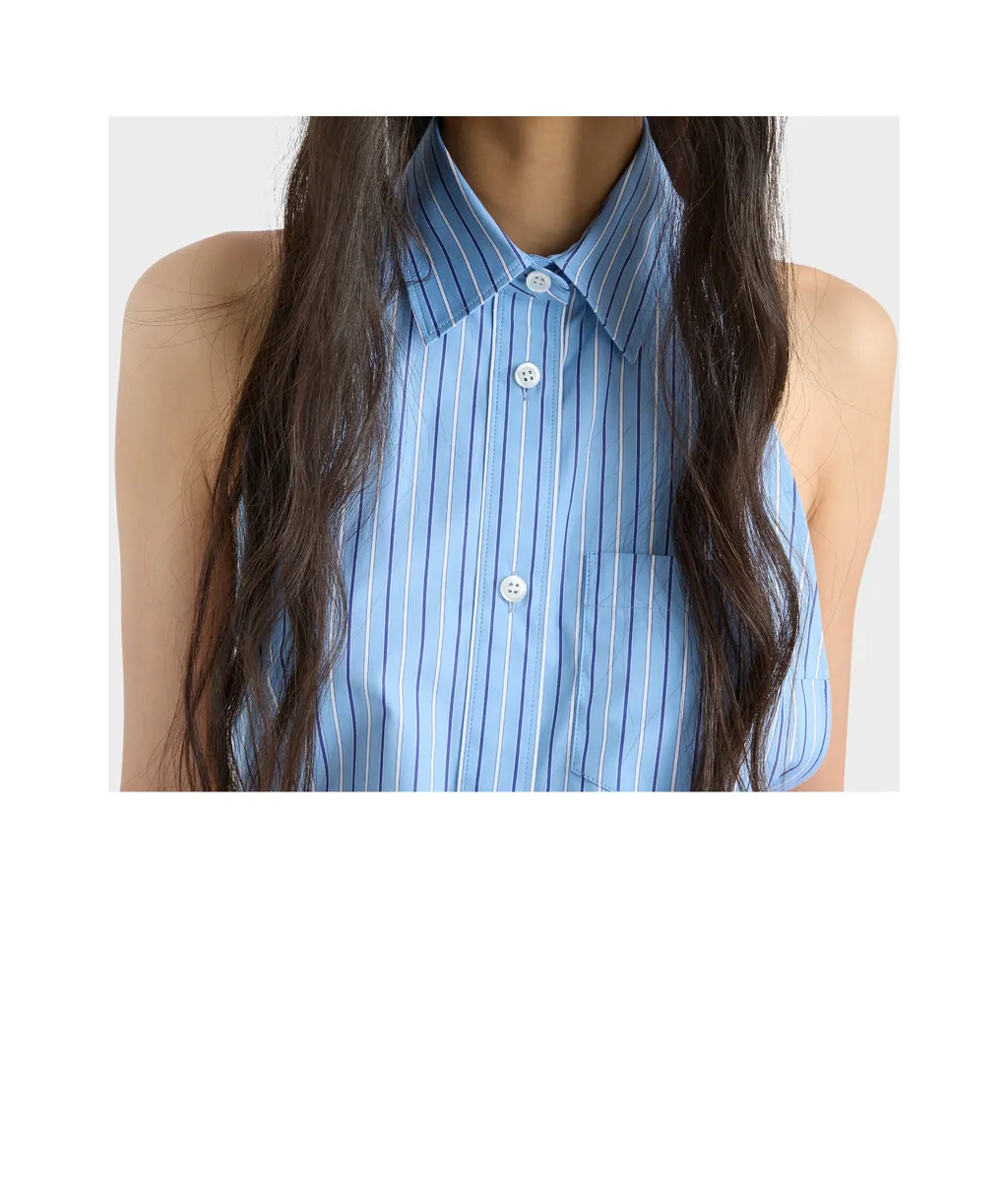 Sleeveless Striped Halterneck Shirt