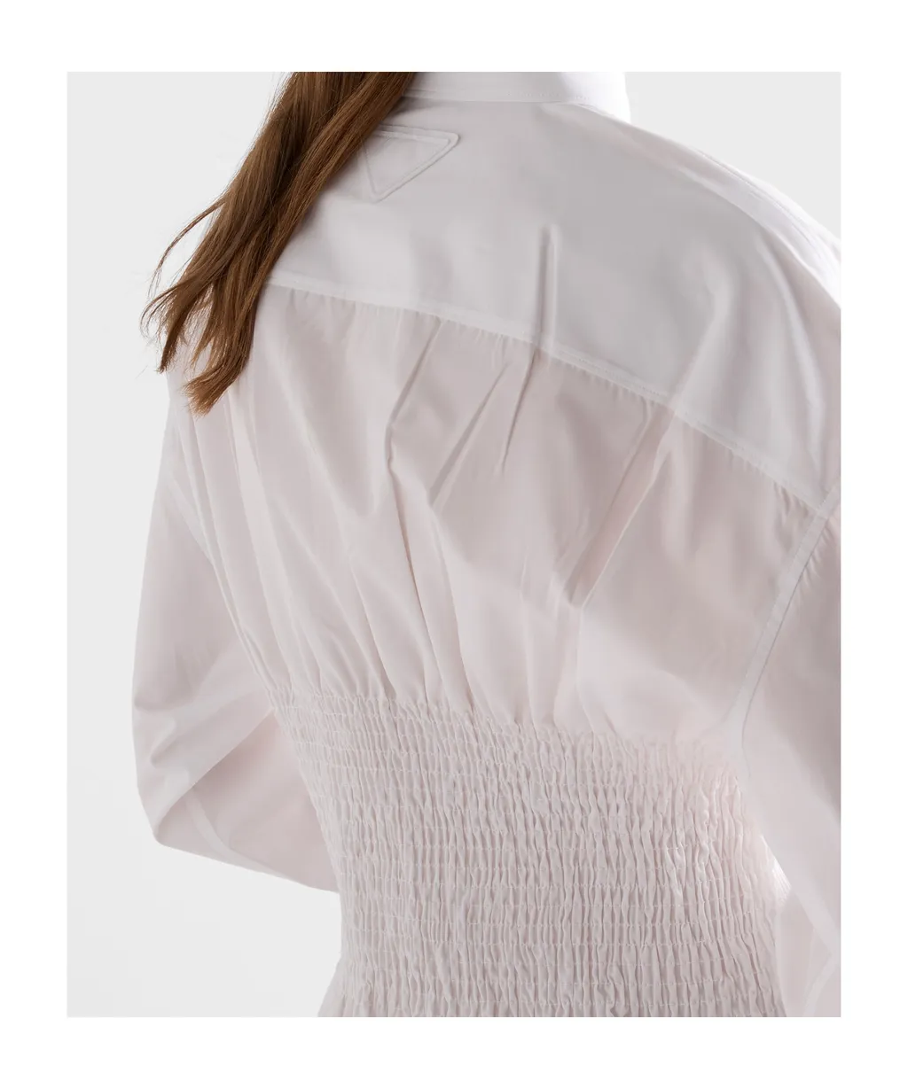 Smocked-Waist Long-Sleeved Poplin Shirt