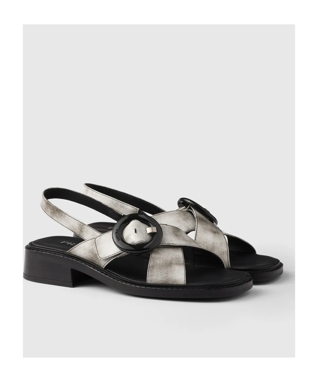 Brushed Leather Sandals With Buckle