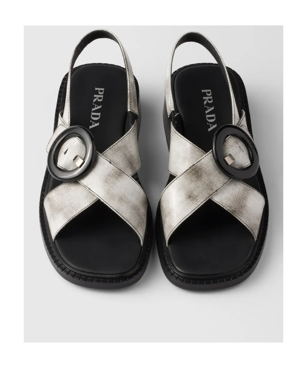 Brushed Leather Sandals With Buckle