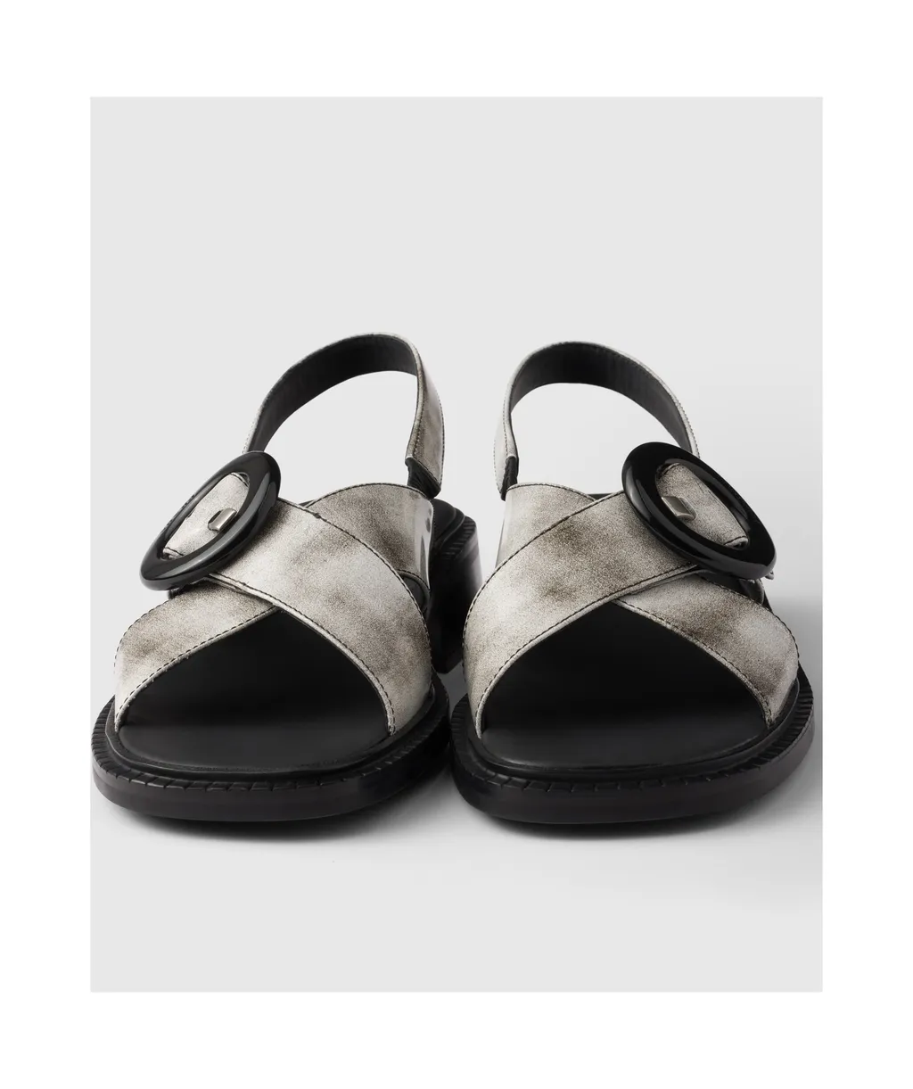 Brushed Leather Sandals With Buckle