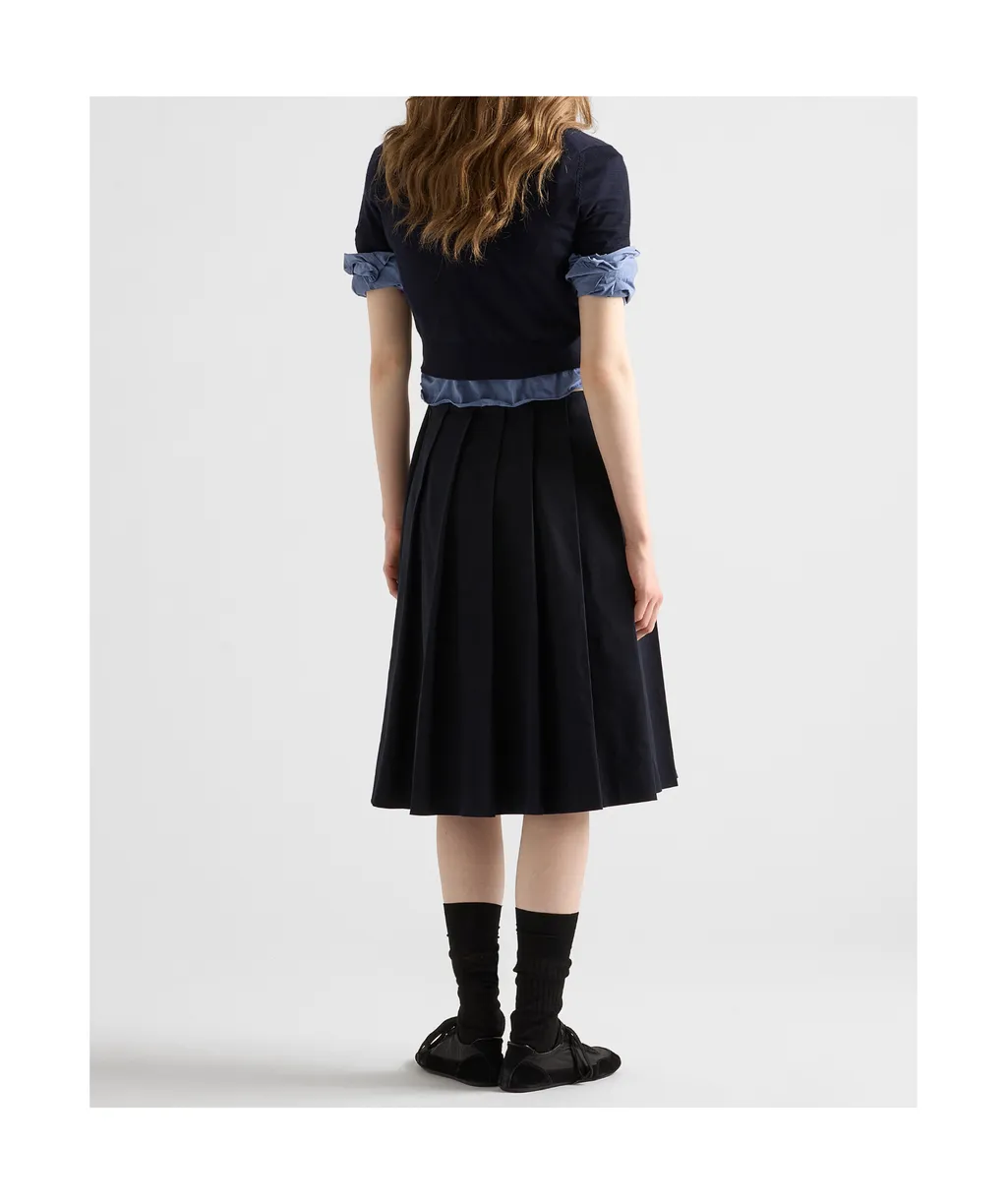 Pleated Stretch Drill Skirt