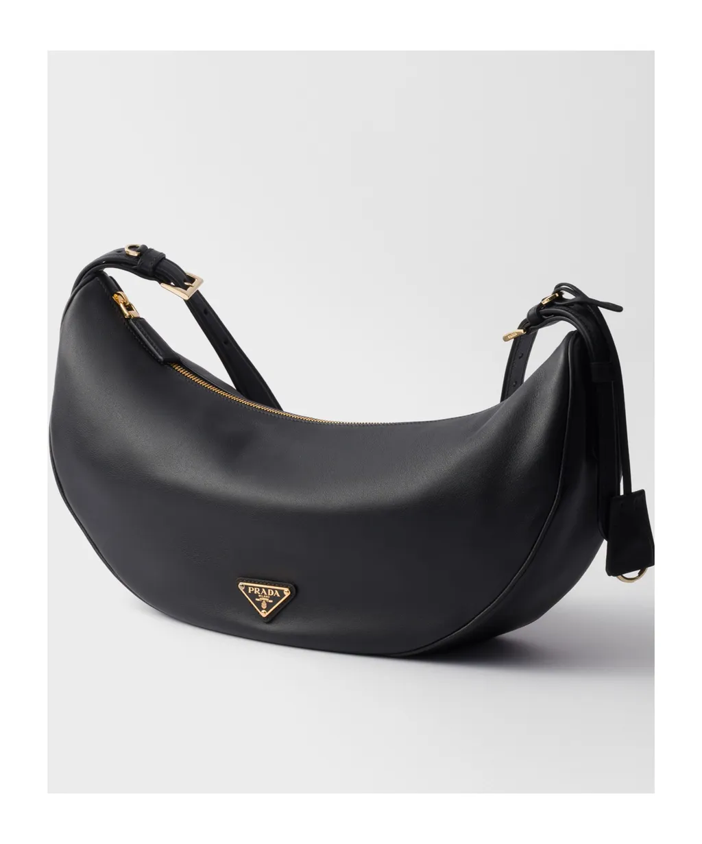 Triangle-Logo Demi-Lune Shoulder Bag