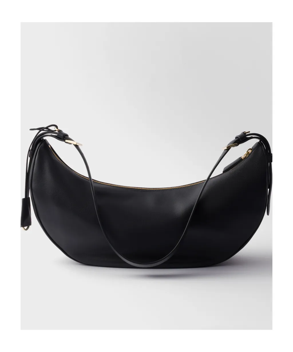 Triangle-Logo Demi-Lune Shoulder Bag