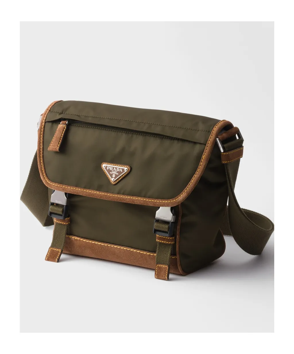 Re-Nylon Triangle-Logo Panelled Messenger Bag