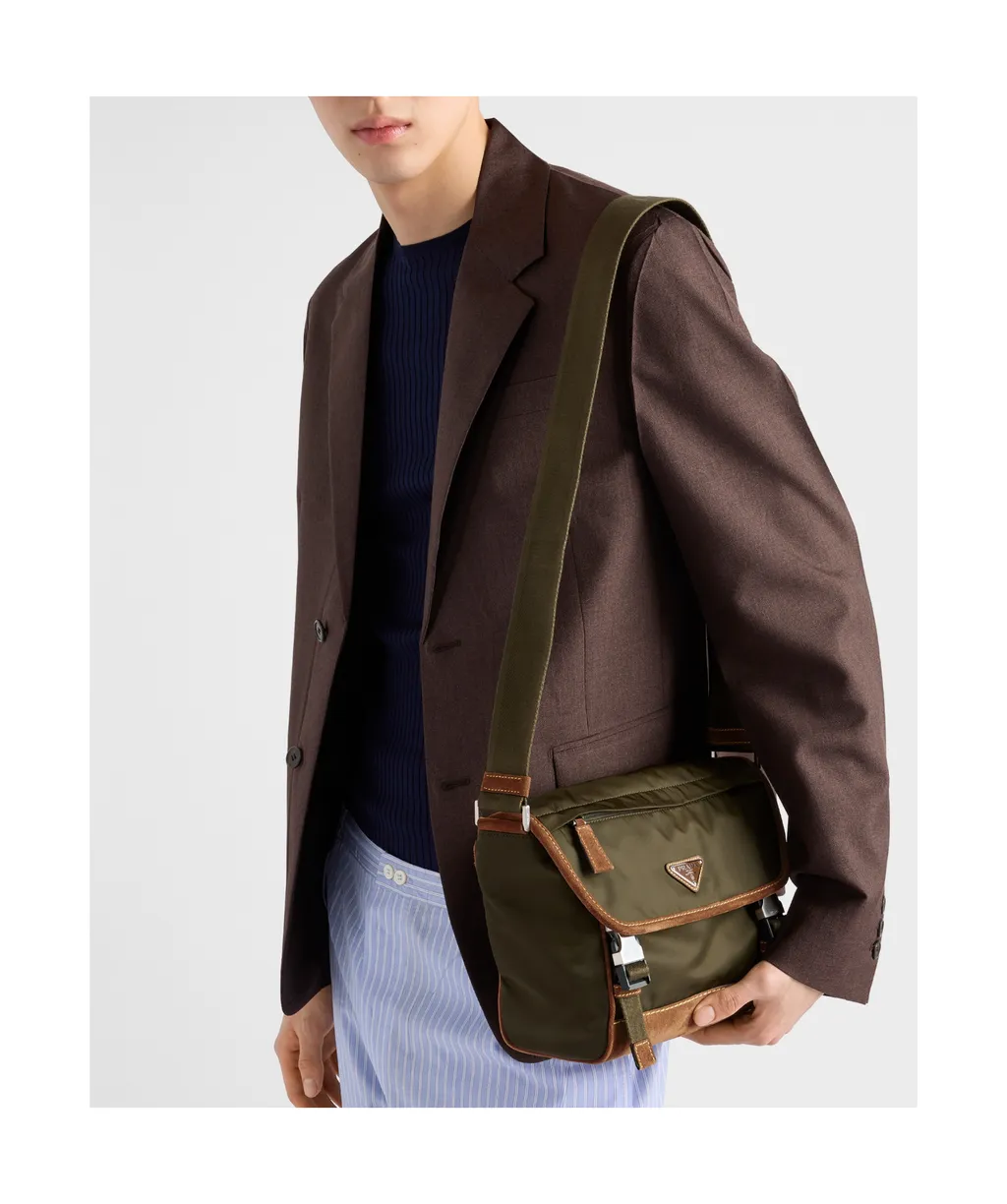 Re-Nylon Triangle-Logo Panelled Messenger Bag