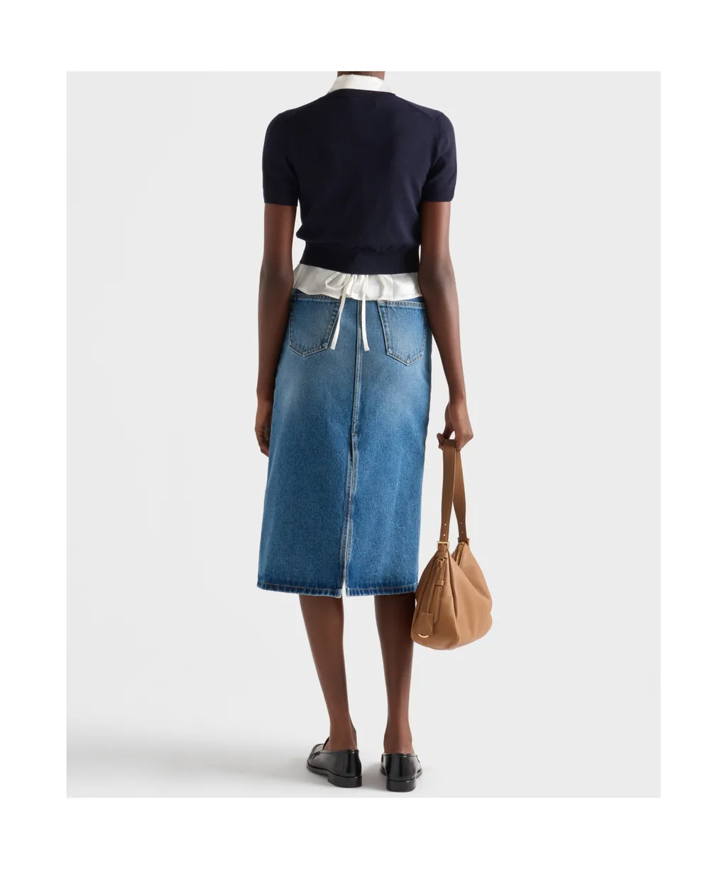 Logo-Patch Denim Skirt