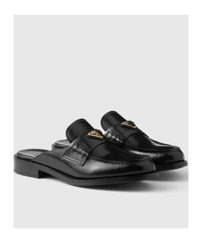 Brushed Leather Mules