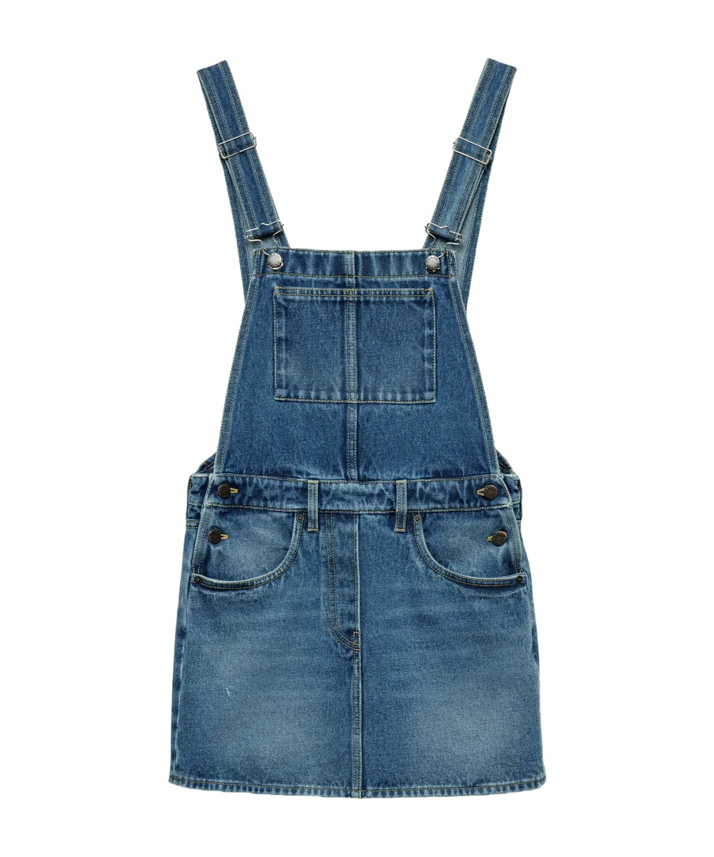 Logo-Patch Denim Dungarees Dress