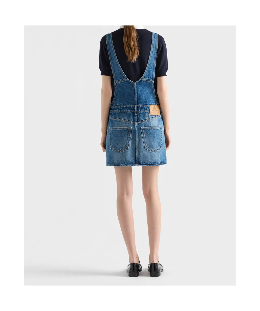 Logo-Patch Denim Dungarees Dress