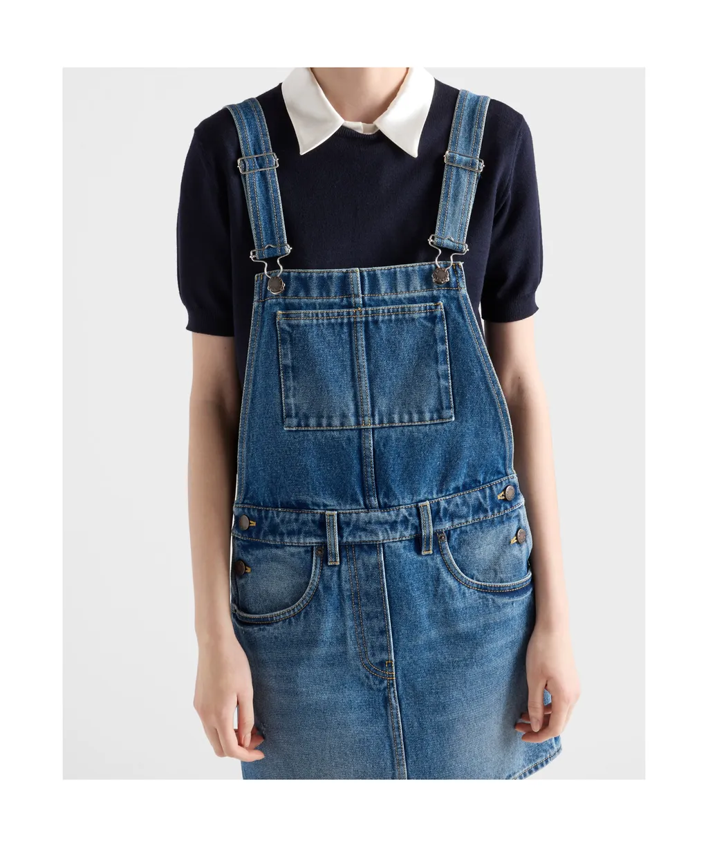Logo-Patch Denim Dungarees Dress