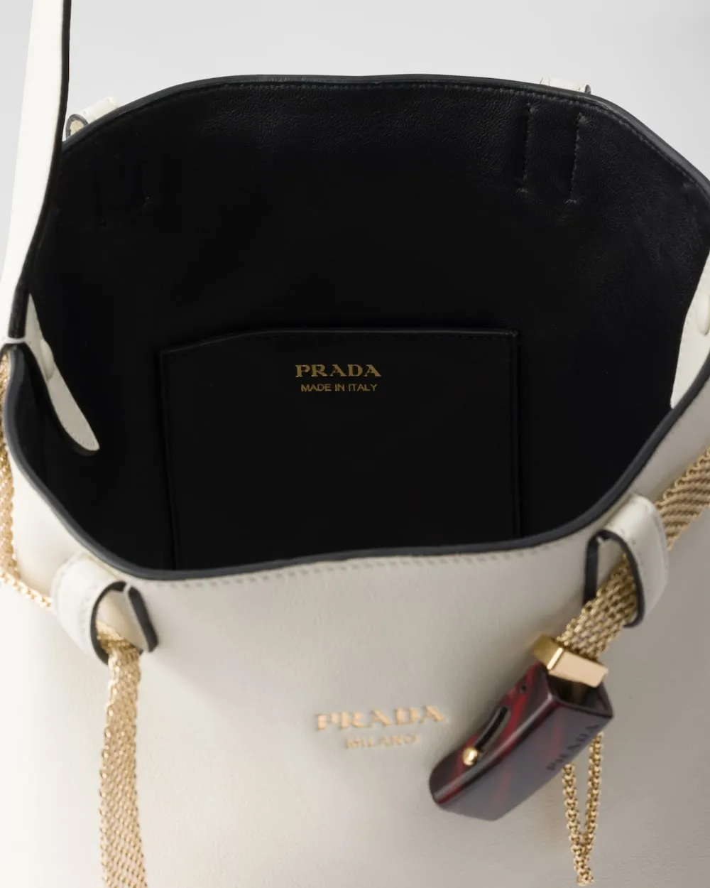 Buckle Leather Bucket Bag With Jeweled Belt