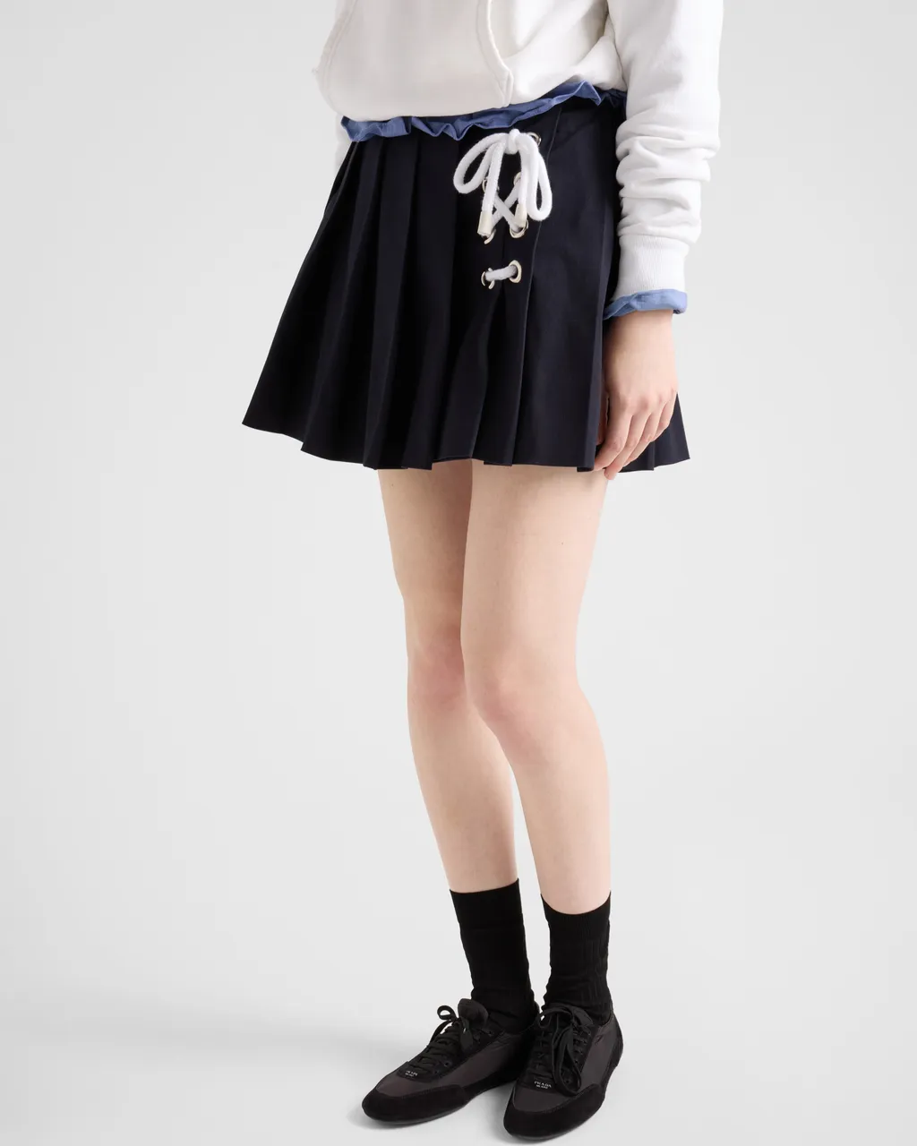 Pleated Drill Mini Skirt