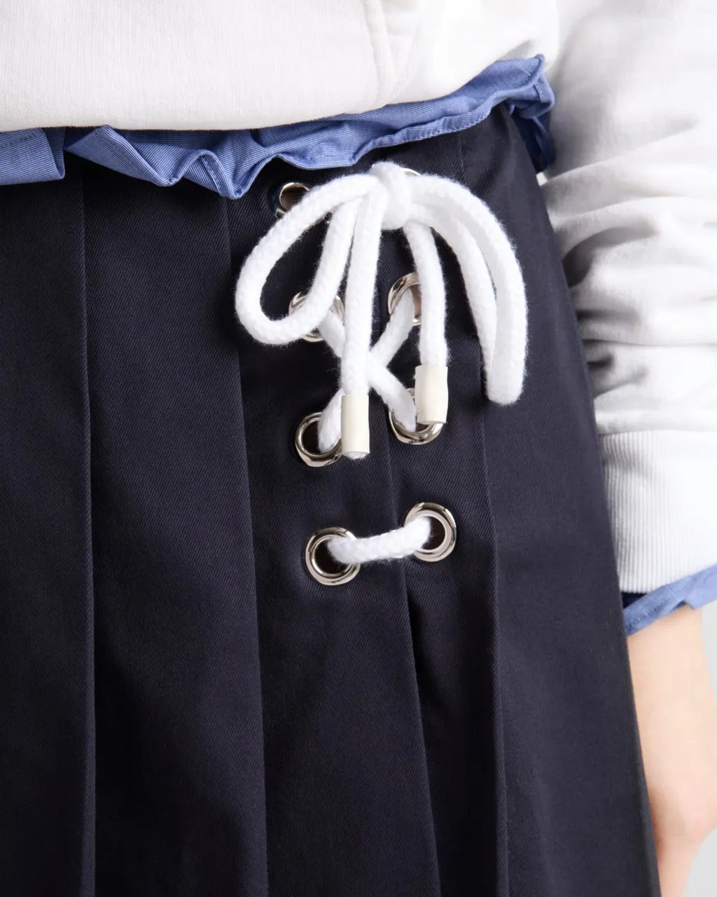 Pleated Drill Mini Skirt
