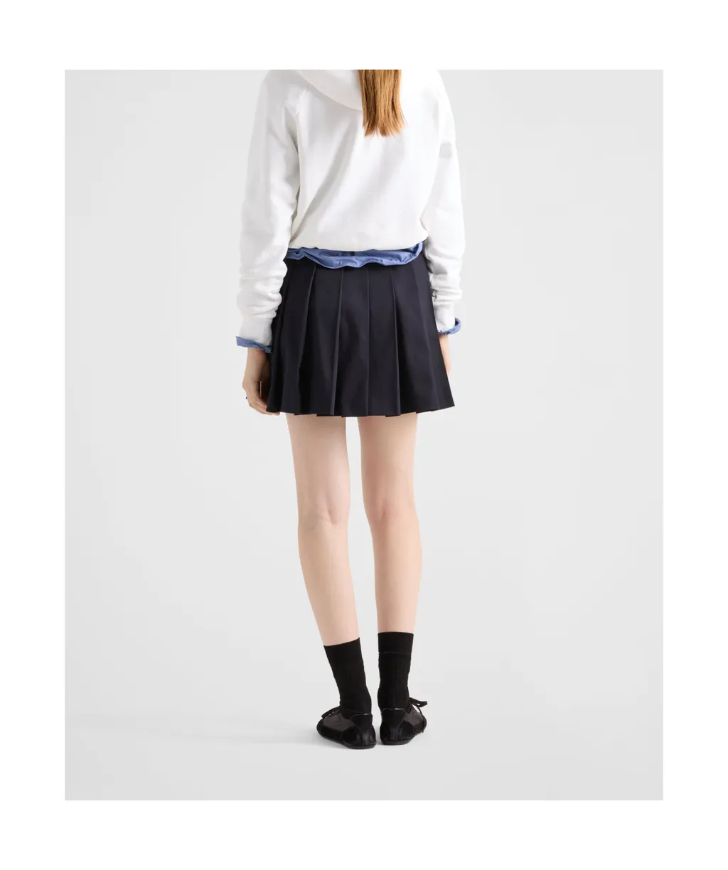 Pleated Drill Mini Skirt