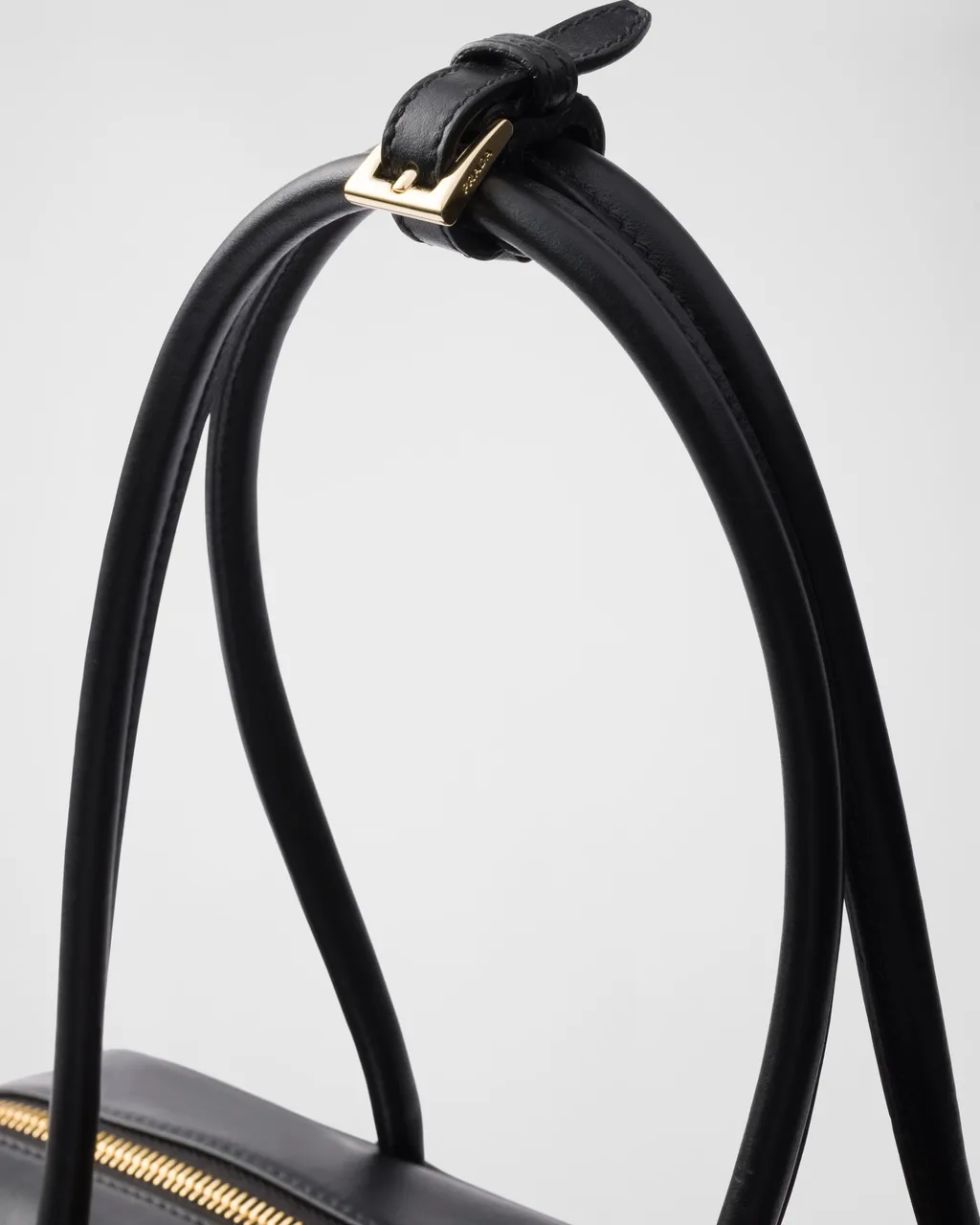 Large Re-Nylon And Leather Top-Handle Bag
