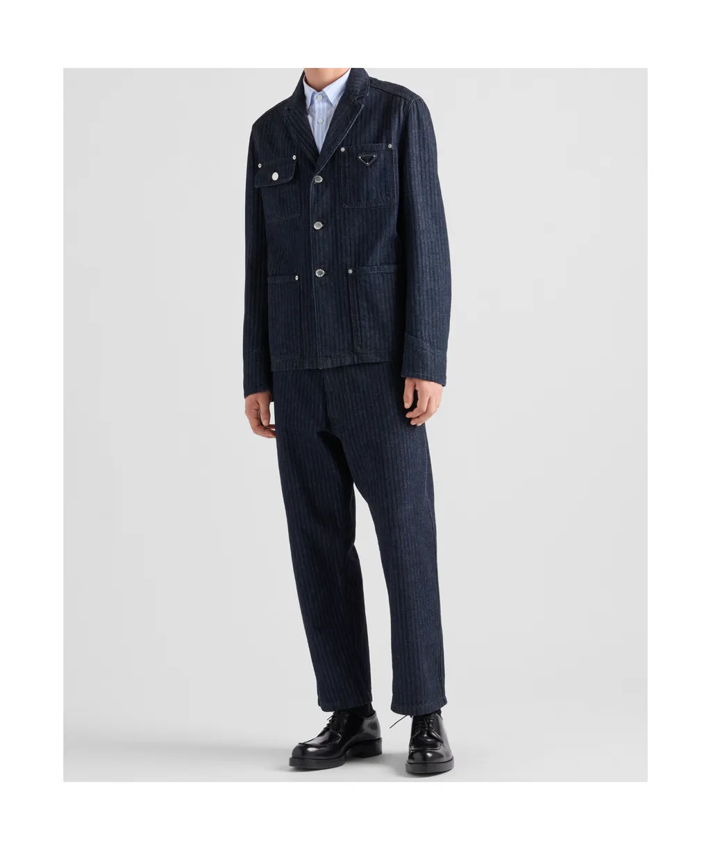 Enamel-Triangle Logo Tapered Leg Trousers